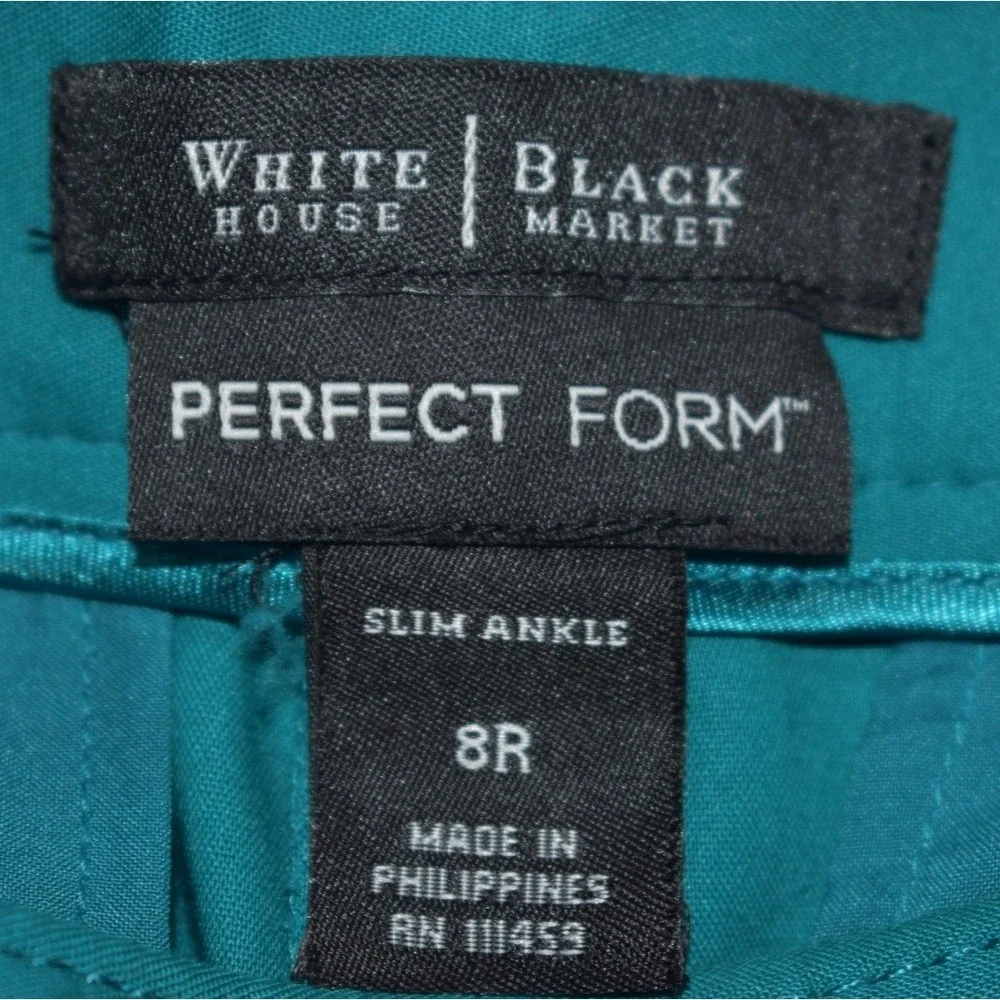 White House Black Market Perfect Form Slim Ankle Pants Size 8 Teal Blue Stretch - Picture 3 of 16